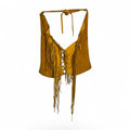 vintage 70s handmade leather fringe halter top