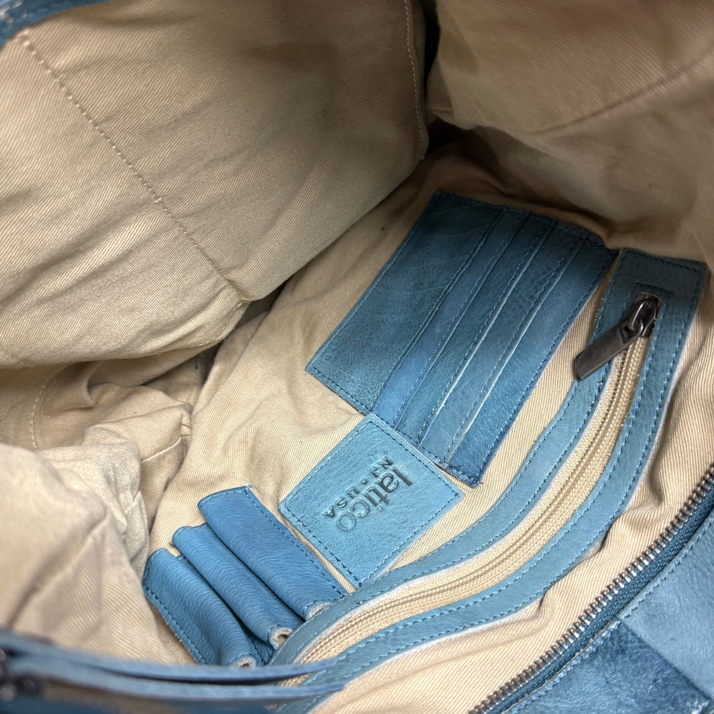 latico teal full grain leather whipstitch hobo crossbody bag