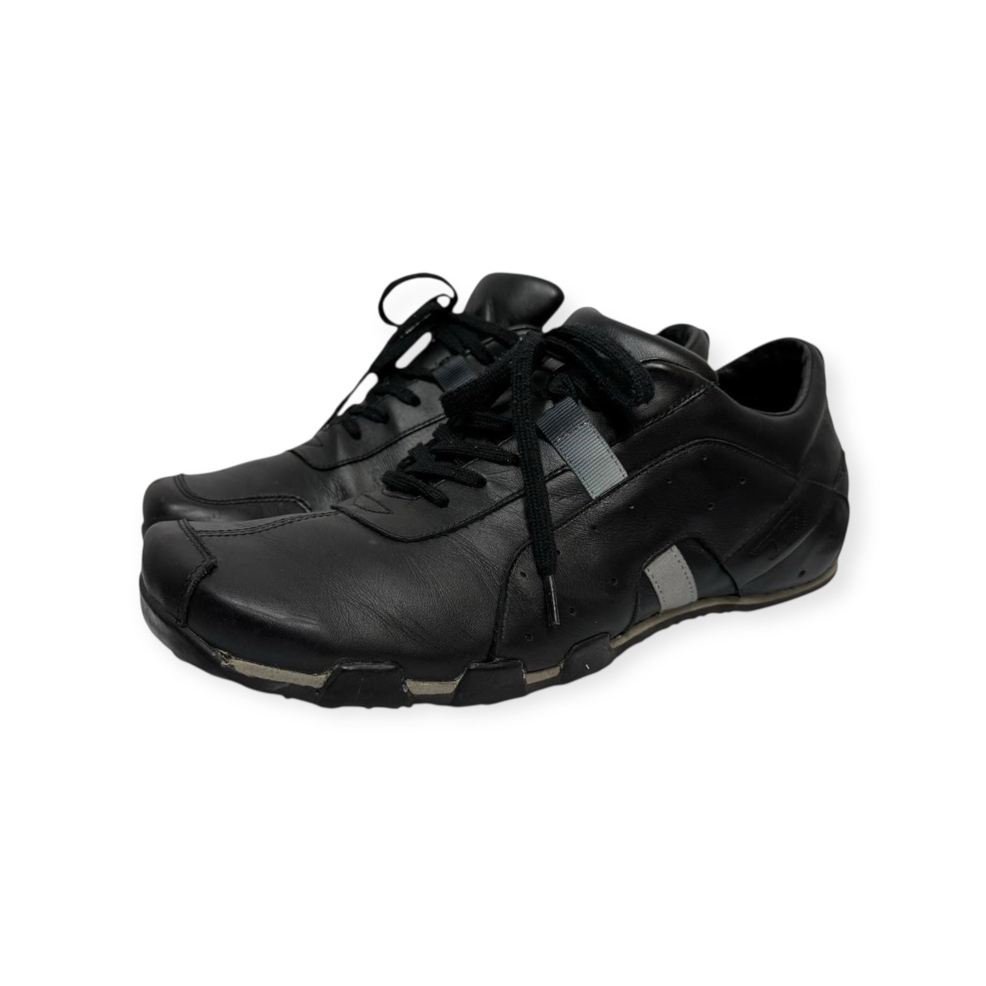 vintage diesel saville black leather square toe sneakers